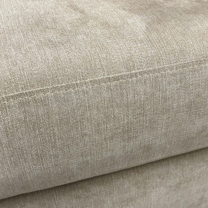Close-up of the soft, velvety Taupe fabric upholstery texture of the 'Esprit' footstool.