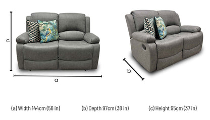 ‘Bennett’ Grey Endurance Fabric Manual Recliner 2 Seater Sofa – view 9