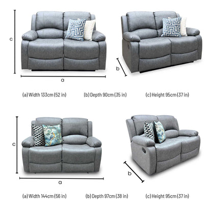 'Bennett' Grey Endurance Fabric Manual Recliner 2 + 2 Seater Sofa Set