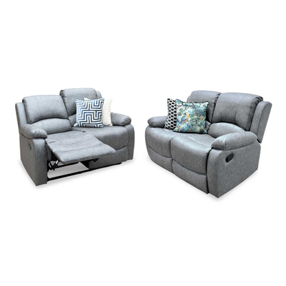 'Bennett' Grey Endurance Fabric Manual Recliner 2 + 2 Seater Sofa Set