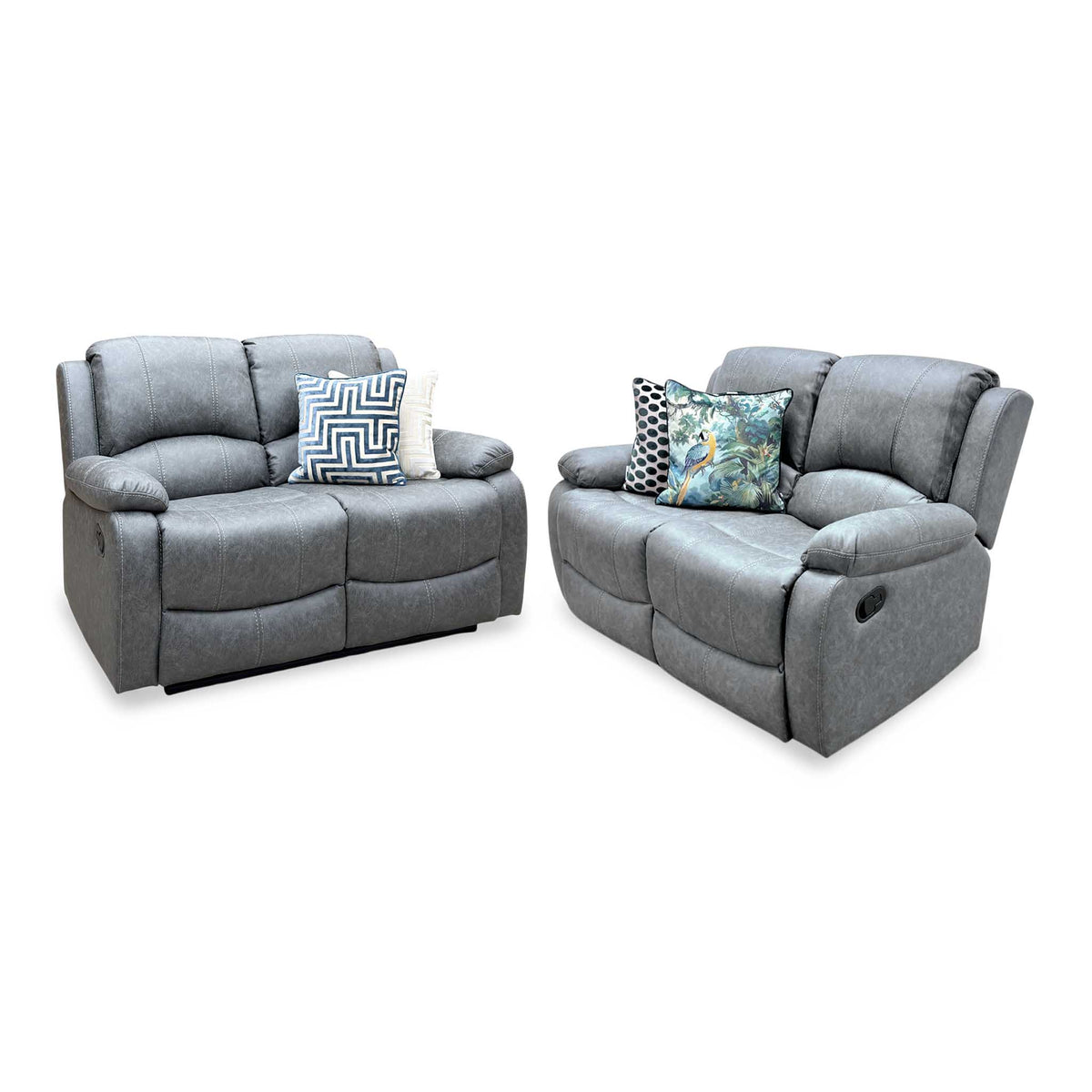 'Bennett' Grey Endurance Fabric Manual Recliner 2 + 2 Seater Sofa Set