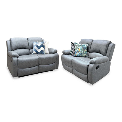 'Bennett' Grey Endurance Fabric Manual Recliner 2 + 2 Seater Sofa Set