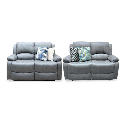 'Bennett' Grey Endurance Fabric Manual Recliner 2 + 2 Seater Sofa Set