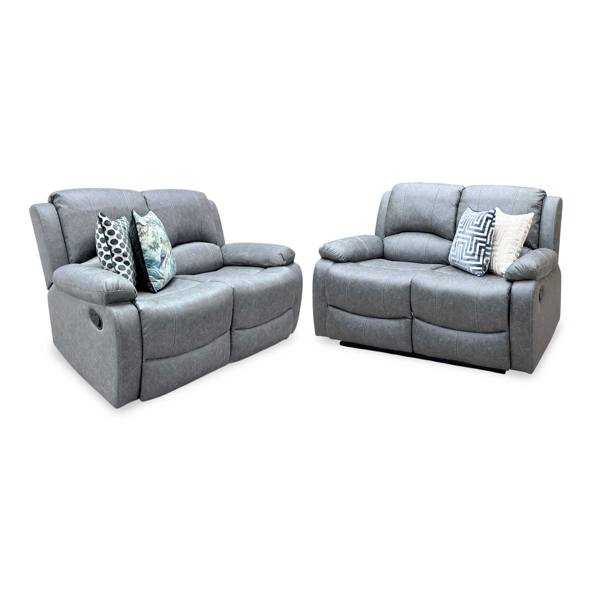 'Bennett' Grey Endurance Fabric Manual Recliner 2 + 2 Seater Sofa Set