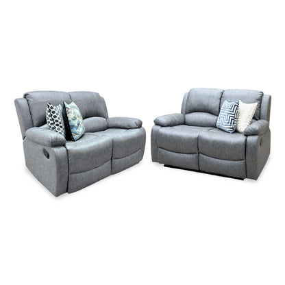 'Bennett' Grey Endurance Fabric Manual Recliner 2 + 2 Seater Sofa Set