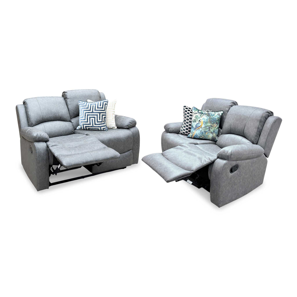 'Bennett' Grey Endurance Fabric Manual Recliner 2 + 2 Seater Sofa Set