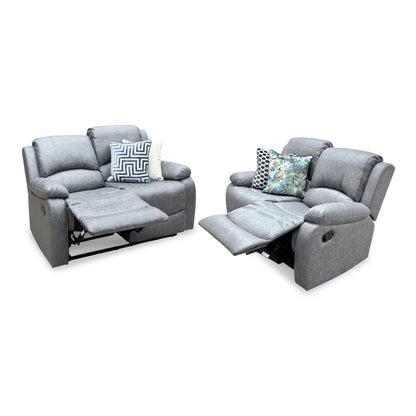 'Bennett' Grey Endurance Fabric Manual Recliner 2 + 2 Seater Sofa Set