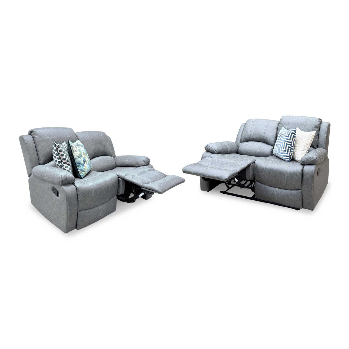 'Bennett' Grey Endurance Fabric Manual Recliner 2 + 2 Seater Sofa Set