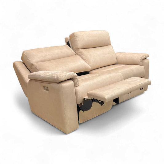 G Plan ‘Thornbury’ A122 Stingray Linen Cream Velvet 3 Seater Power Recliner Sofa with Power Headrests and Power Lumbar