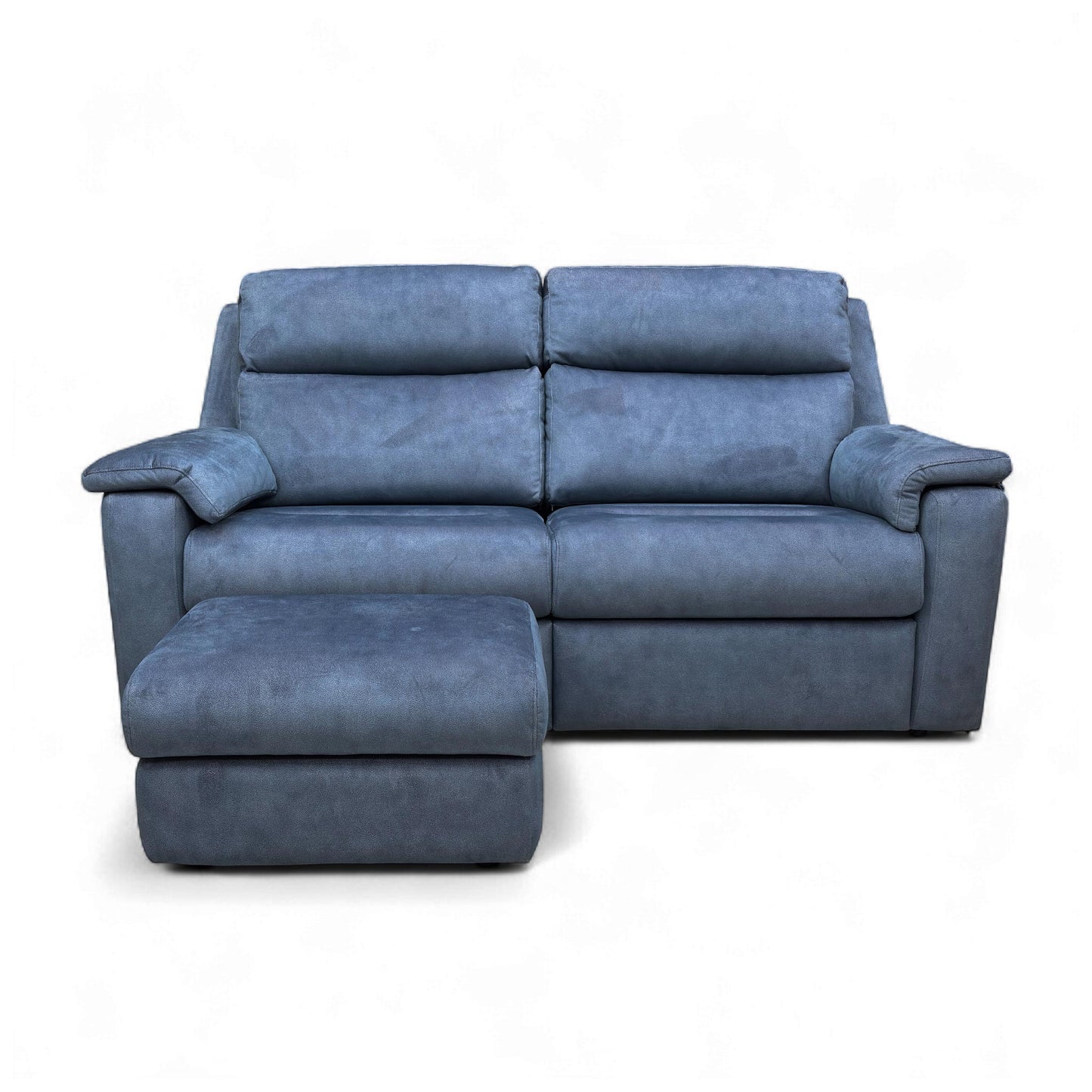 G Plan 'Thornbury' A125 Stingray Indigo Blue Velvet 3 Seater Sofa + Storage Footstool