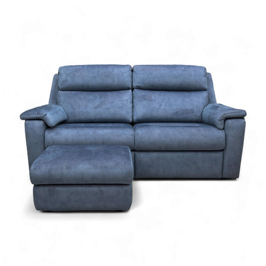 G Plan 'Thornbury' A125 Stingray Indigo Blue Velvet 3 Seater Sofa + Storage Footstool