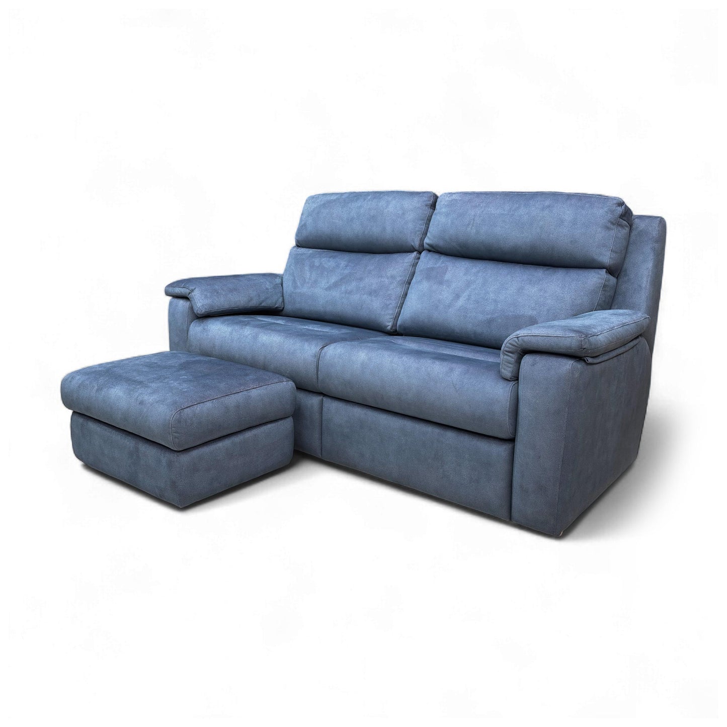 G Plan 'Thornbury' A125 Stingray Indigo Blue Velvet 3 Seater Sofa + Storage Footstool