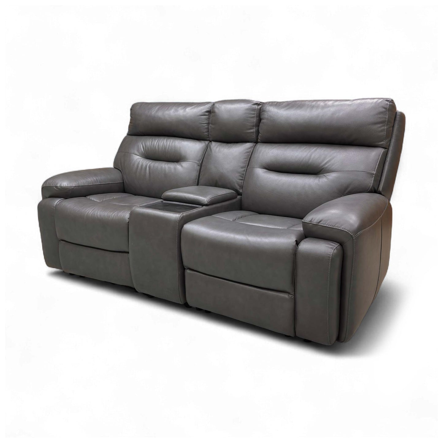 A view of the sofa from a different angle, emphasizing the contrast piping or stitching detail.