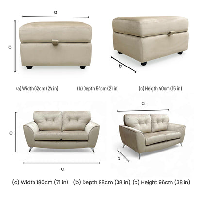 'Dawson' Mink Dawson Velvet 2 + 2 Seater Sofa with Storage Footstool