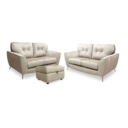 'Dawson' Mink Dawson Velvet 2 + 2 Seater Sofa with Storage Footstool