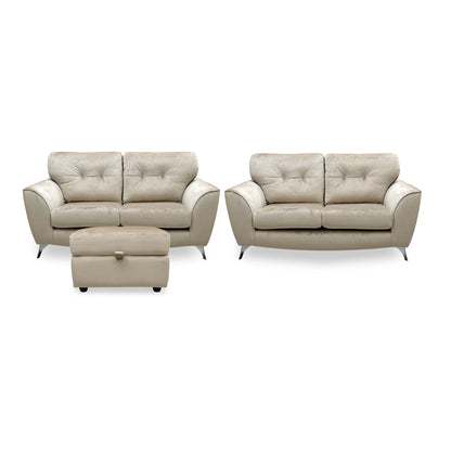 'Dawson' Mink Dawson Velvet 2 + 2 Seater Sofa with Storage Footstool