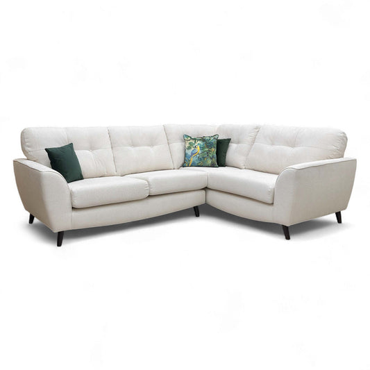 Full front-angled view of the DFS 'Dawson' Corner Sofa in Ivory fabric, showing the Left Hand Facing (LHF) configuration.