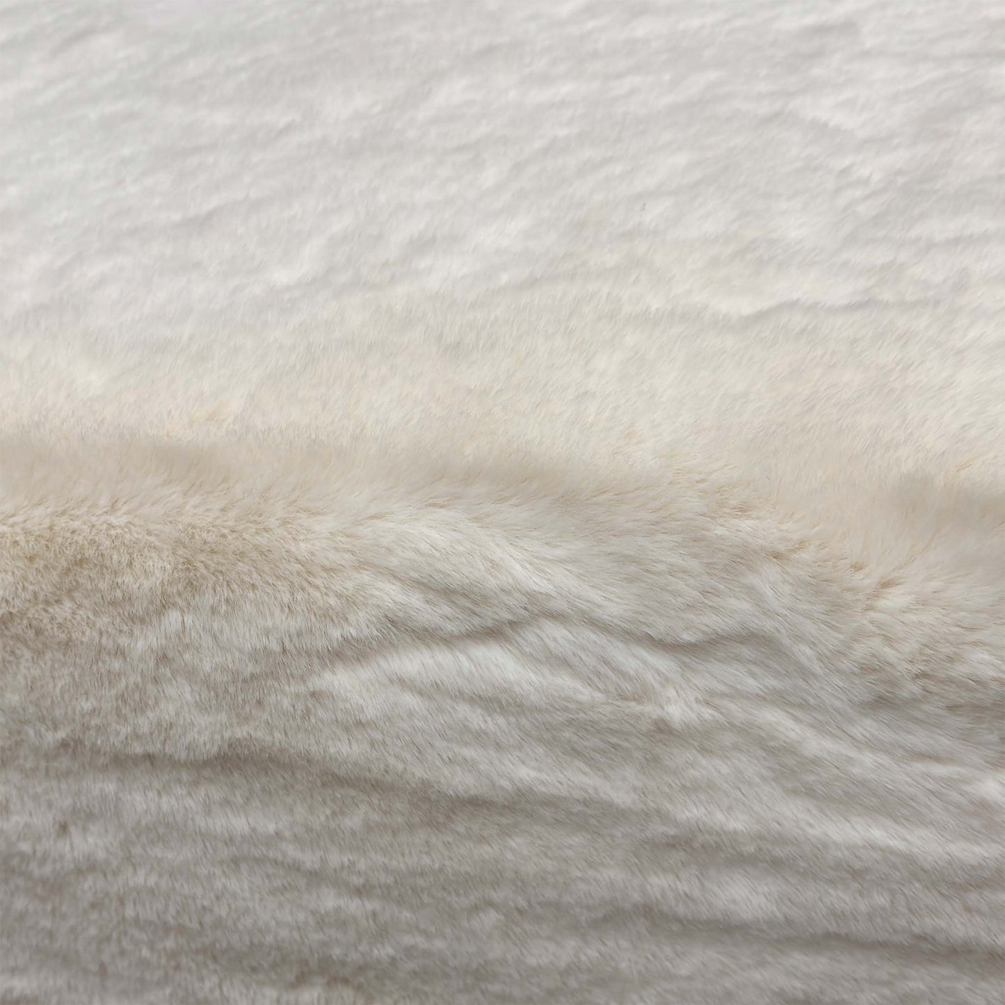 'Huski' Ivory Super Soft Faux Fur Footstool