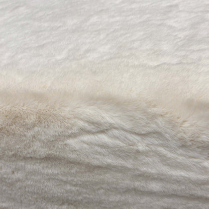 'Huski' Ivory Super Soft Faux Fur Footstool