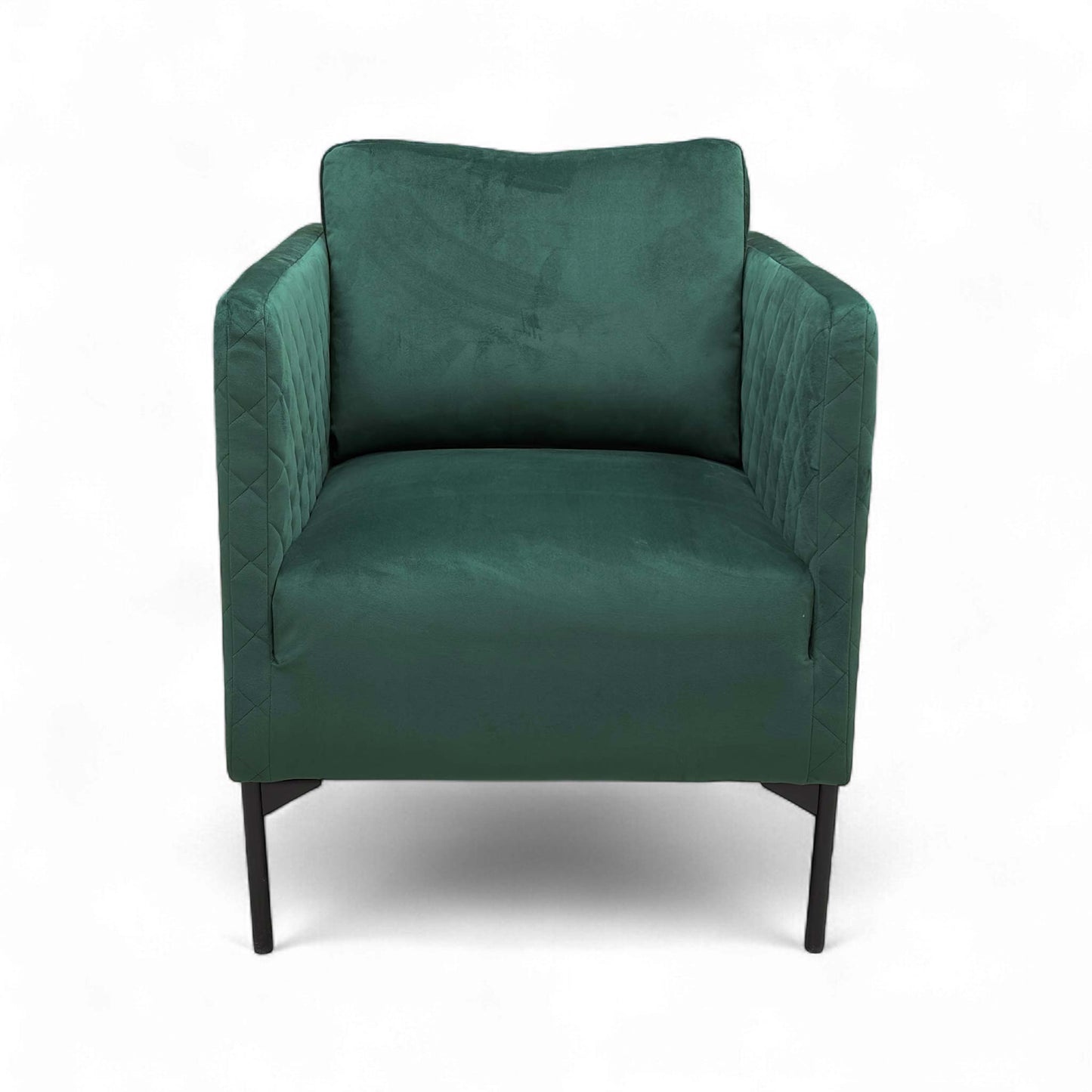 Full side view of the tub chair, emphasizing the deep, rounded sides and low profile.