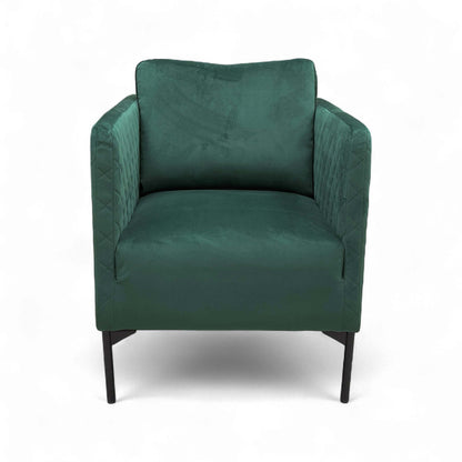 Full side view of the tub chair, emphasizing the deep, rounded sides and low profile.