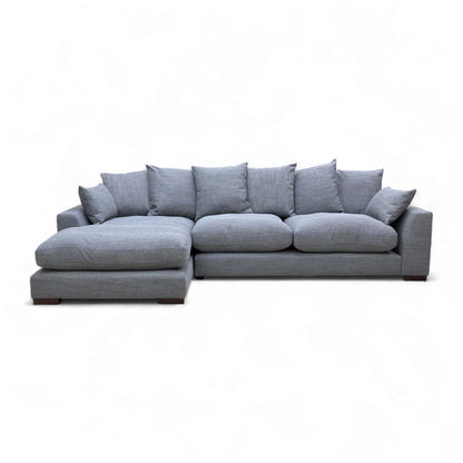 'Plush' Slate Bobby Plain Pillow Back Left Hand Facing Large Chaise End Sofa