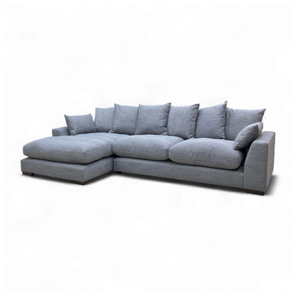 'Plush' Slate Bobby Plain Pillow Back Left Hand Facing Large Chaise End Sofa