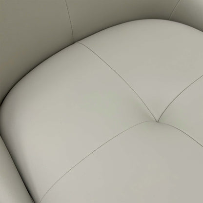 Close-up of two Avorio dining chairs, highlighting the padded seat, high back, and subtle horizontal stitching detail.