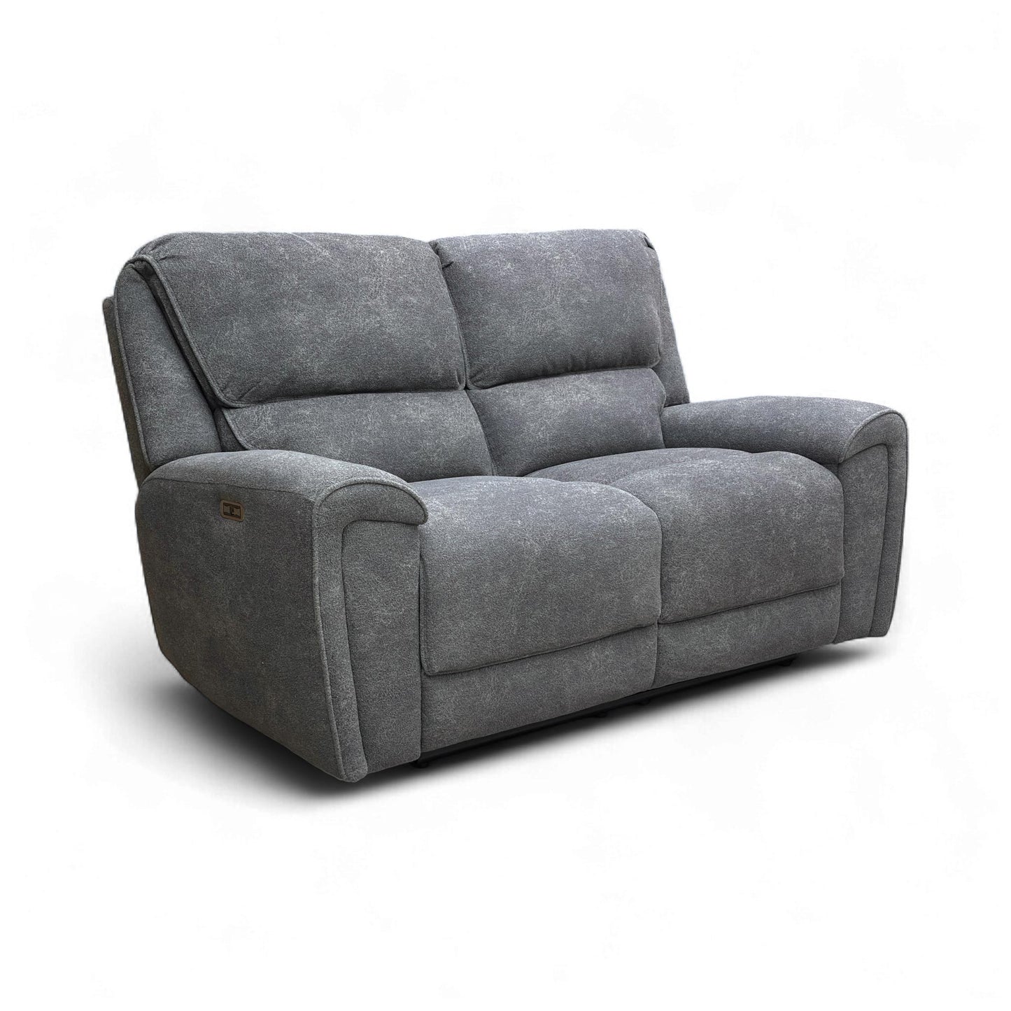 ‘Ricky’ Charcoal Grey Teddy Velvet 2 Seater Power Recliner Sofa