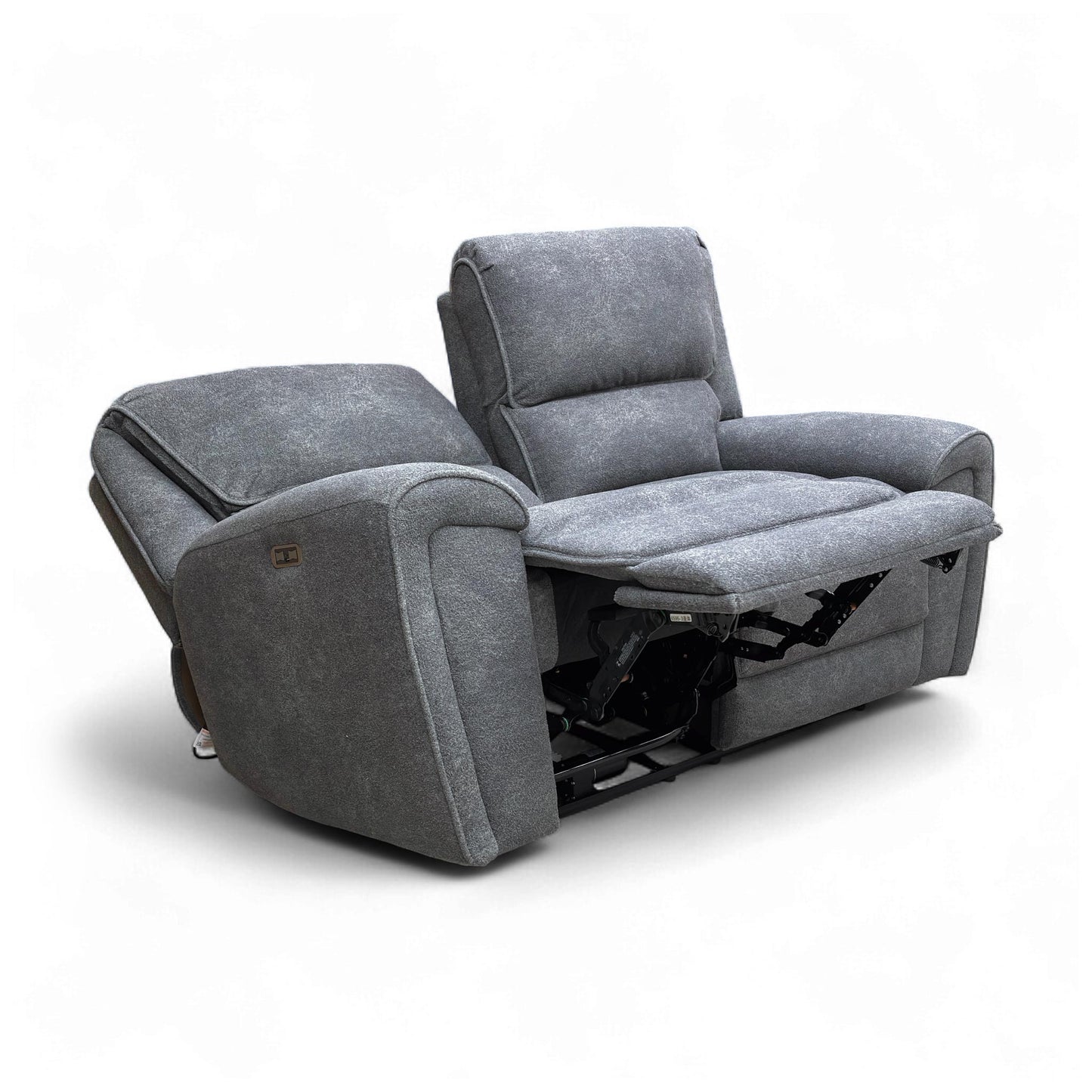 ‘Ricky’ Charcoal Grey Teddy Velvet 2 Seater Power Recliner Sofa