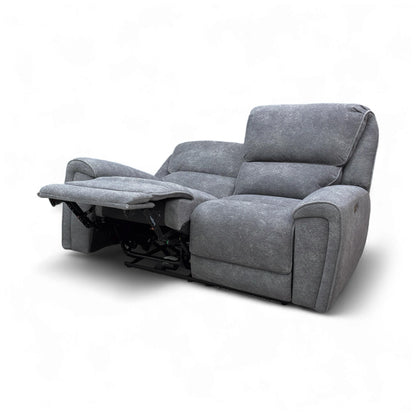 ‘Ricky’ Charcoal Grey Teddy Velvet 2 Seater Power Recliner Sofa