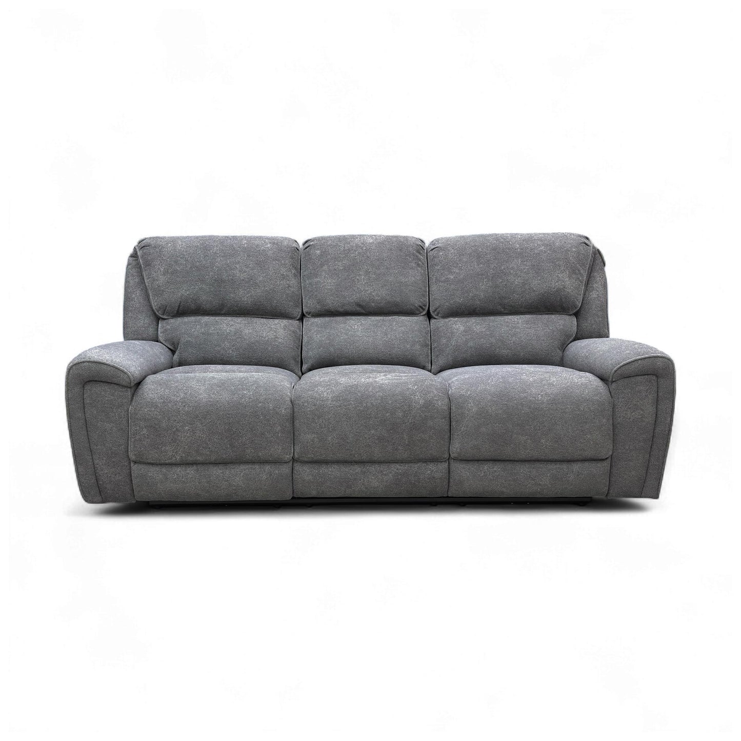 ‘Ricky’ Charcoal Grey Teddy Velvet 3 Seater Power Recliner Sofa with Drop Down Cup Holders