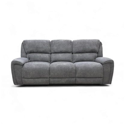 ‘Ricky’ Charcoal Grey Teddy Velvet 3 Seater Power Recliner Sofa with Drop Down Cup Holders