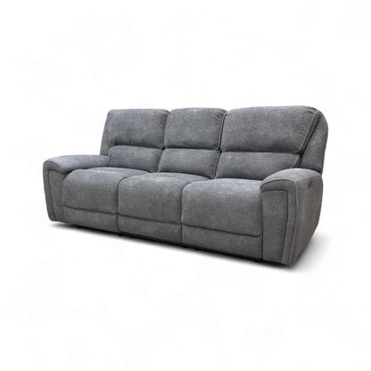 ‘Ricky’ Charcoal Grey Teddy Velvet 3 Seater Power Recliner Sofa with Drop Down Cup Holders