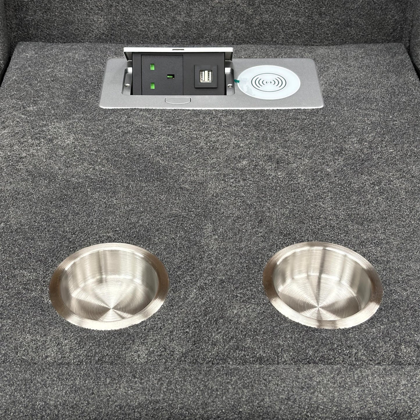 ‘Ricky’ Charcoal Grey Teddy Velvet 3 Seater Power Recliner Sofa with Drop Down Cup Holders