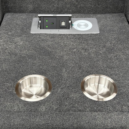 ‘Ricky’ Charcoal Grey Teddy Velvet 3 Seater Power Recliner Sofa with Drop Down Cup Holders + 2 Seater Power Recliner Sofa