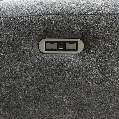 ‘Ricky’ Charcoal Grey Teddy Velvet 3 Seater Power Recliner Sofa with Drop Down Cup Holders + 2 Seater Power Recliner Sofa