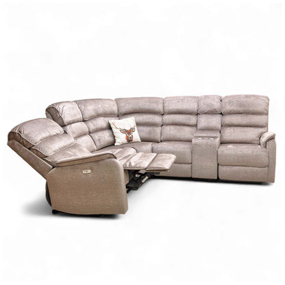 Angled view of the full corner sofa in the closed position.