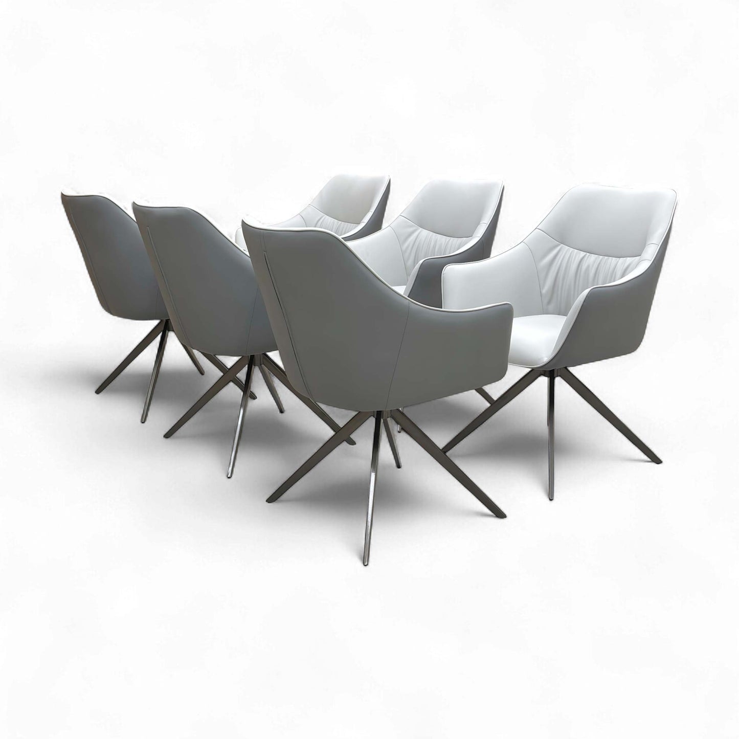 Rear view of the Portofino Fixed Dining Chair, showing the shape of the upholstered backrest.