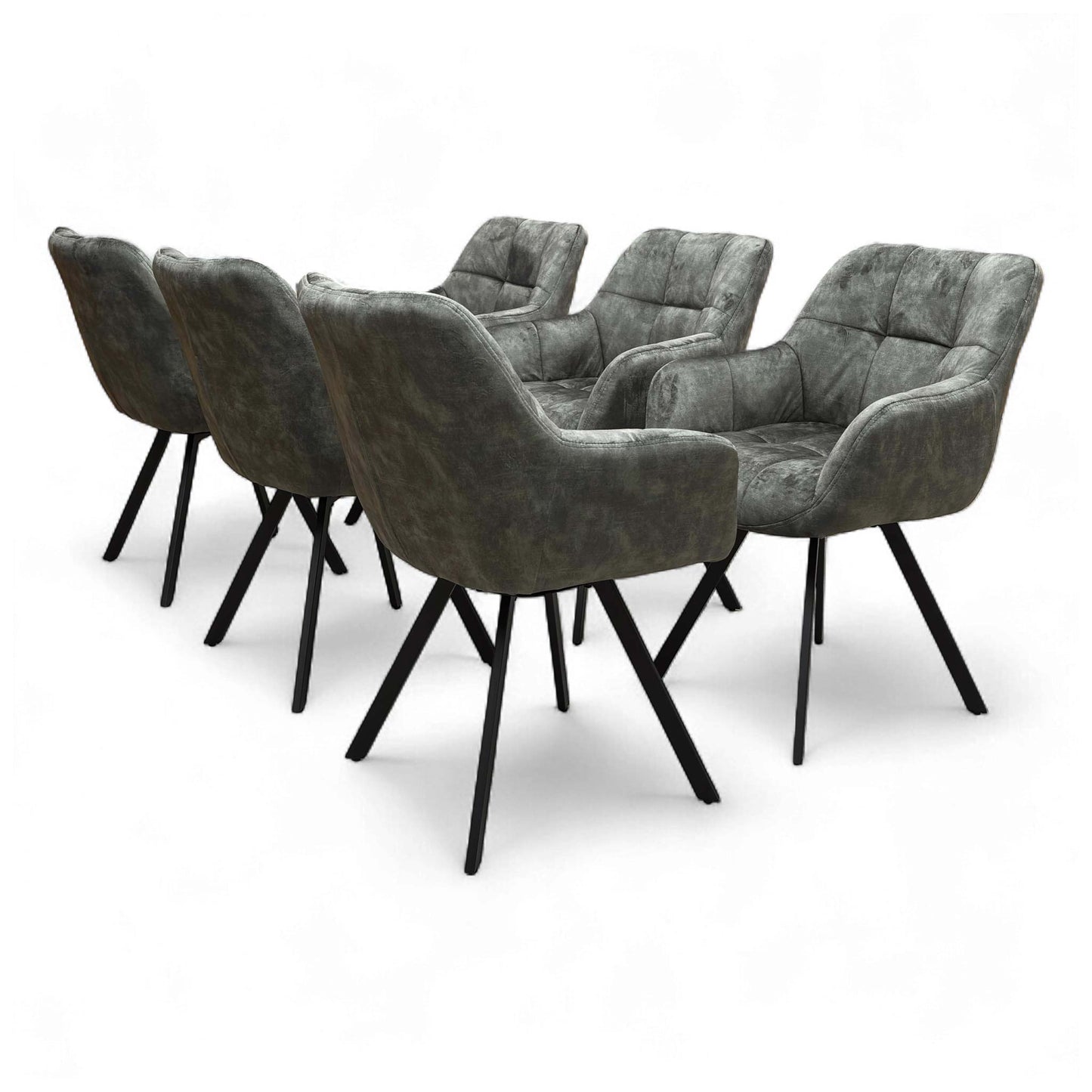 Rear view of the 'Jade' Olive Green Swivel Dining Chair, showing the curved backrest and stitching detail.