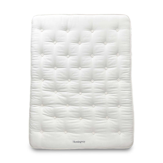 Full front view of the premium Harrison Spinks Hemingway King mattress featuring 18,000 pocket springs and Split Tension (Soft and Medium) for personalized comfort.