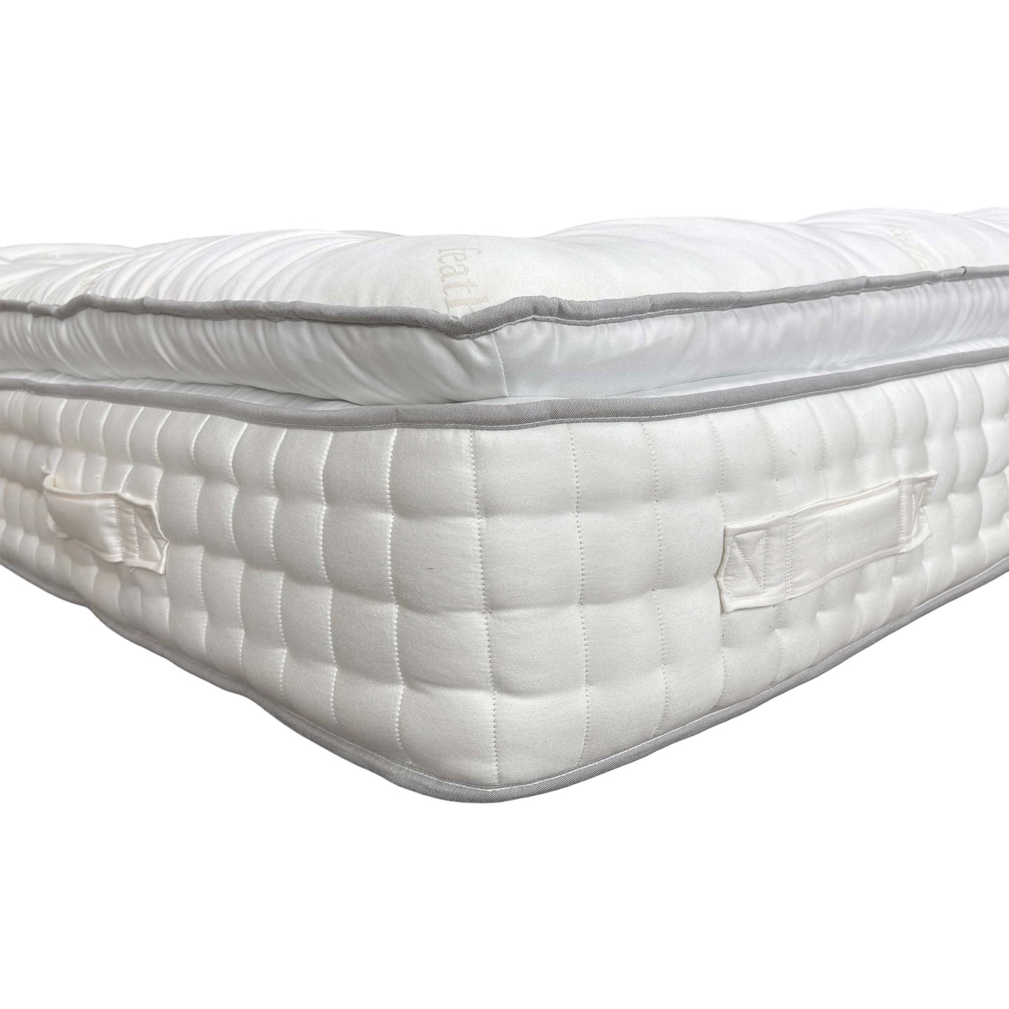 Close-up shot illustrating the Split Tension feature, showing the distinct difference between the Soft and Medium comfort sides of the King mattress.