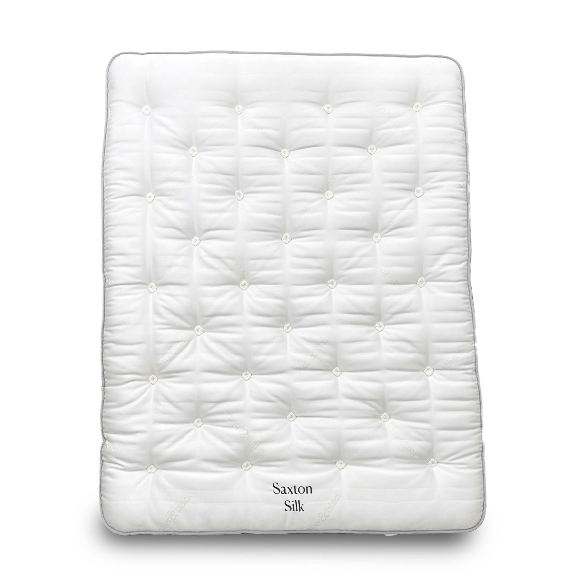 Full front view of the luxurious Harrison Spinks Saxton Silk King mattress featuring 24,750 pocket springs and Split Tension (Soft and Medium).