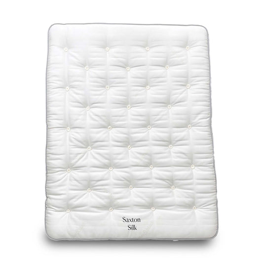 Full front view of the luxurious Harrison Spinks Saxton Silk King mattress featuring 24,750 pocket springs and Split Tension (Soft and Medium).