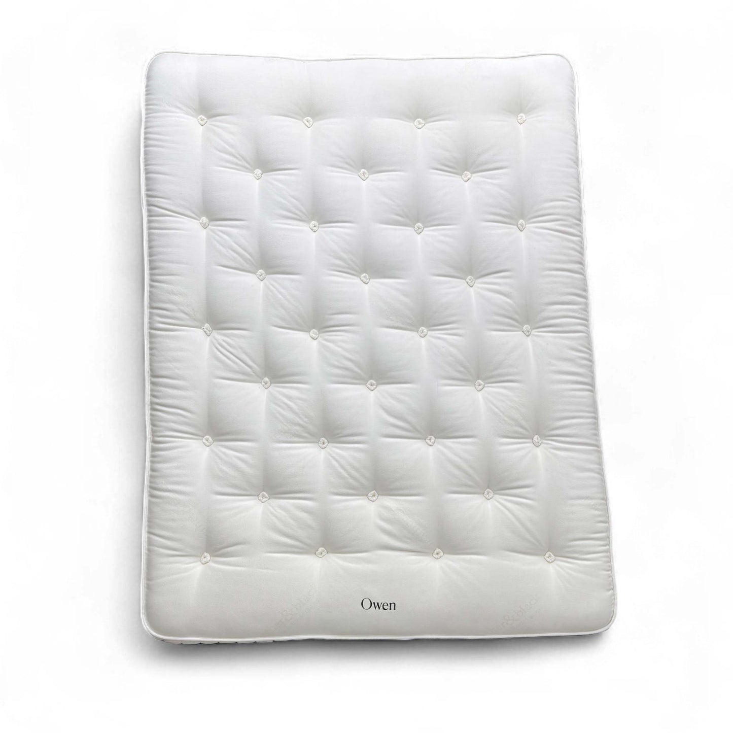 Full view of the Harrison Spinks ‘Owen’ 10,000 Pocket Spring King Mattress with a breathable white fabric cover, showcasing its deep profile.