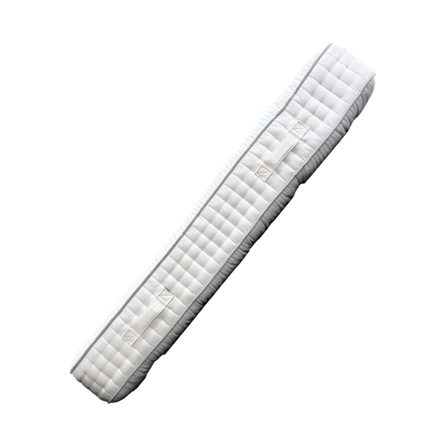 Detailed close-up of the side panel and deep tufting of the Marsett Mohair mattress, highlighting the quality edge support.