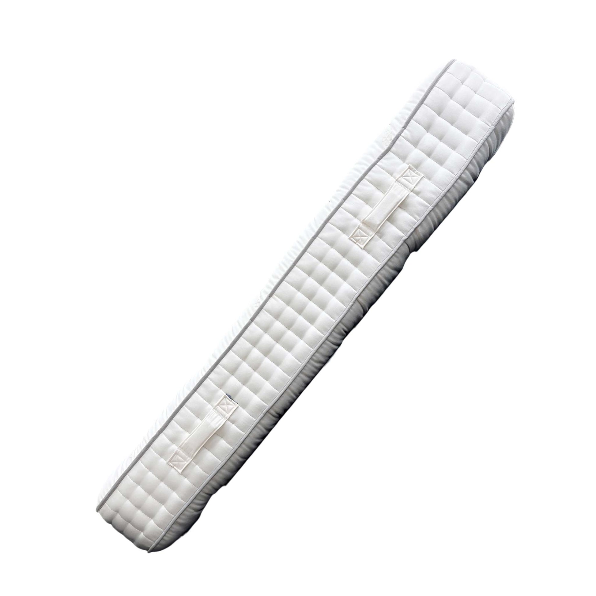 Detailed close-up of the side panel and deep tufting of the Marsett Mohair mattress, highlighting the quality edge support.