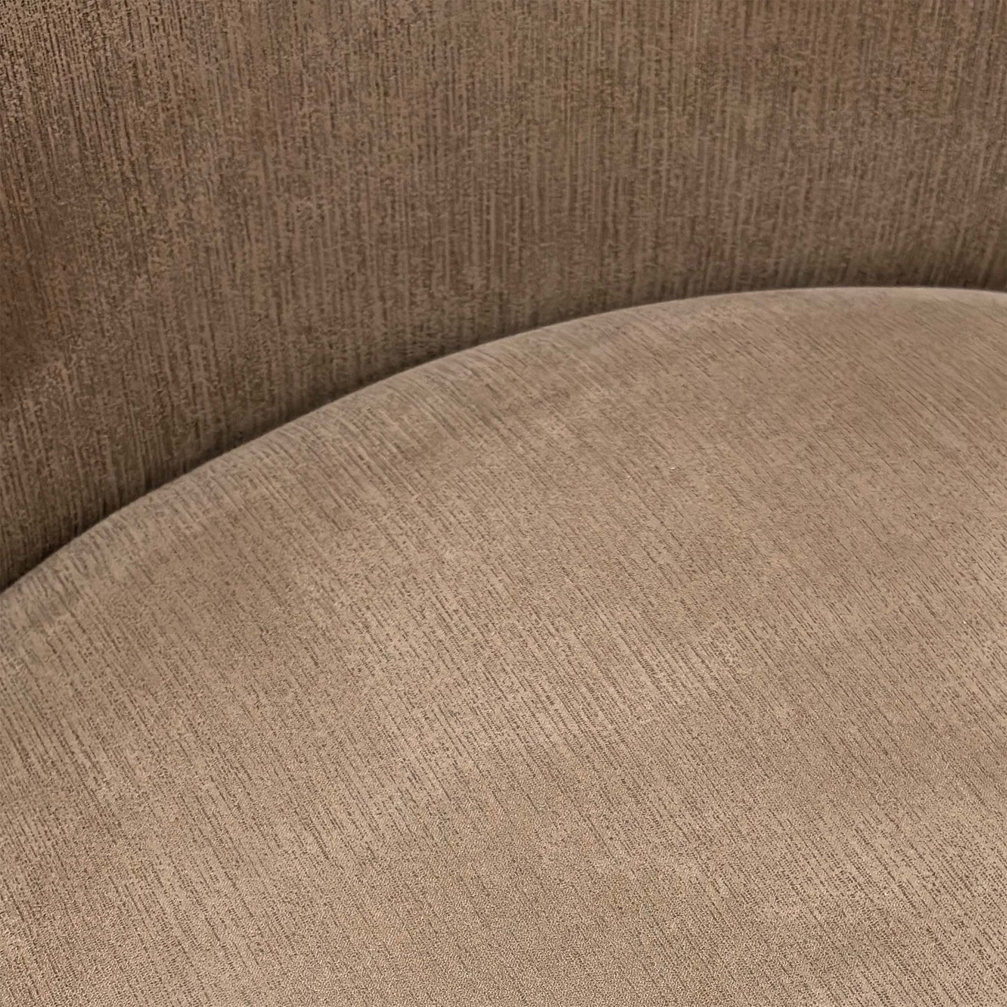 Close-up of the Satin Taupe fabric texture and stitching.