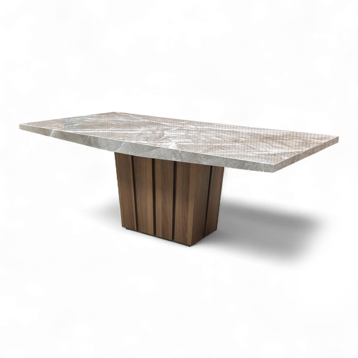 Angled shot showing the table's footprint.