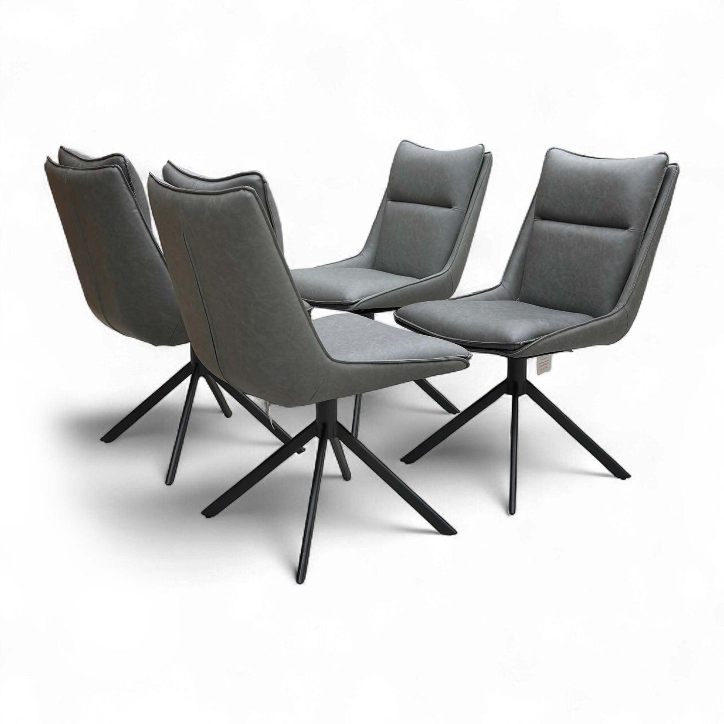 An angled view showing the chairs in a group (set of 4).